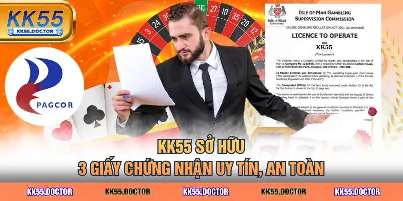 KK55 Là Gì? Đánh Giá Tính Uy Tín Của Nhà Cái Hot Top #1 3 KK55 sở hữu 3 giấy chứng nhận uy tín, an toàn